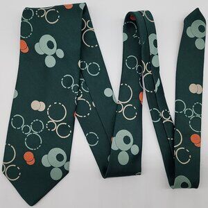 Designer Collection By Regal Men's Tie  Green With Retro Circle Pattern Polyeste